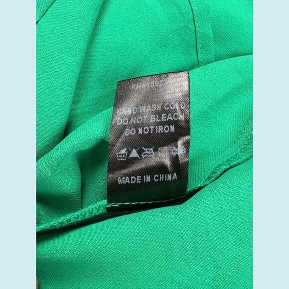 Tuckernuck Pomander Place Dress Large Green V-Neck Kenzo Poplin Ruffle Tiered - Picture 7 of 8